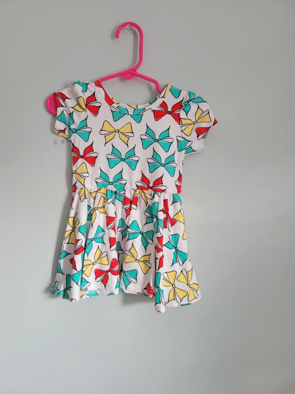 Dot Dot Smile Dress Baby Girl's 6-12 mo Bows Cap Sleeve Twirl Comfy Stretch NWT